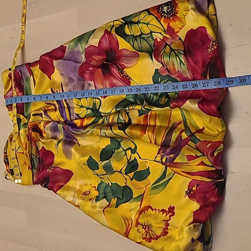 LIKE NEW Y2K Cache 100% Silk Floral Print Balloon Hem Strapless Dress - Picture 5 of 16